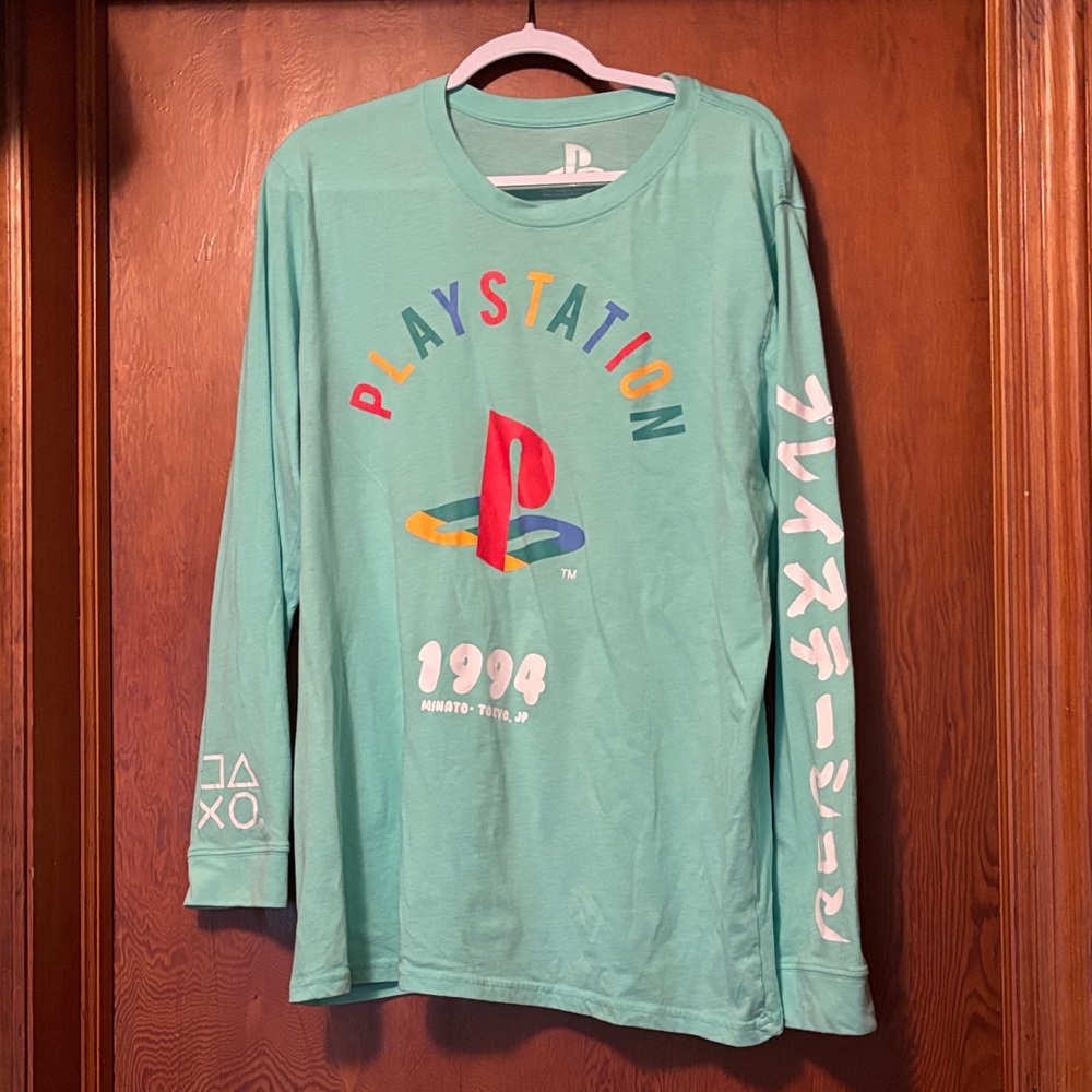 PlayStation Long Sleeve Shirt Teal XL Good Condition